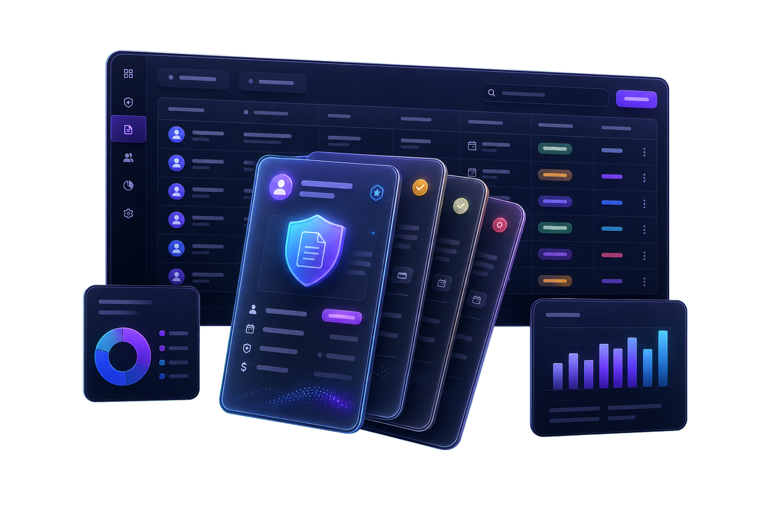 AssurPro contract register listing policy records with status and expiry