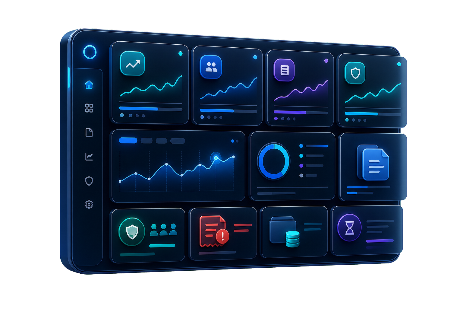 AssurPro executive dashboard showing four live KPI cards