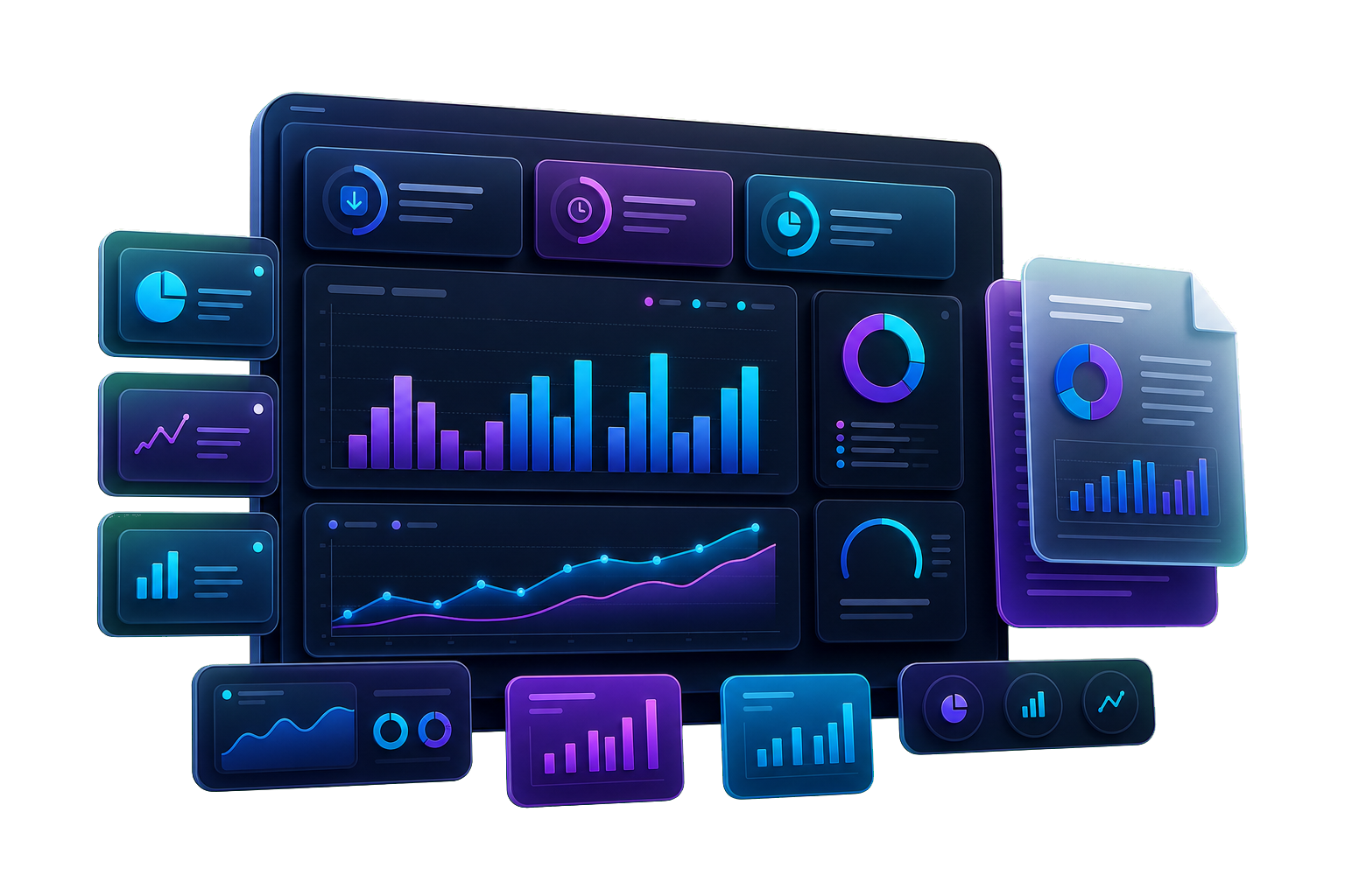 AssurPro production report widgets showing collected, outstanding, and pending totals